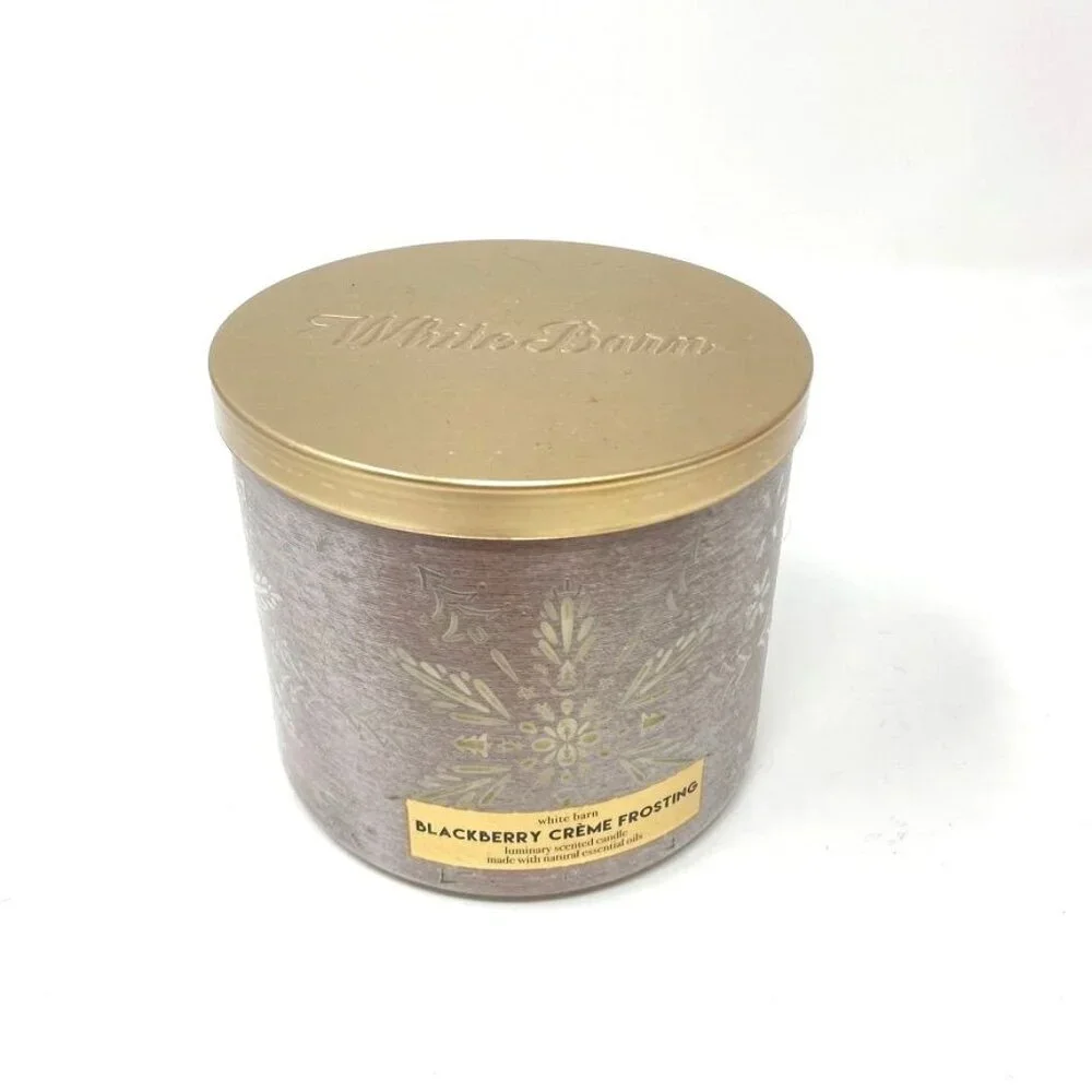 Bath & Body Works White Barn Luminary Blackberry Creme Frosting 3 Wick Candle - Picture 2 of 5